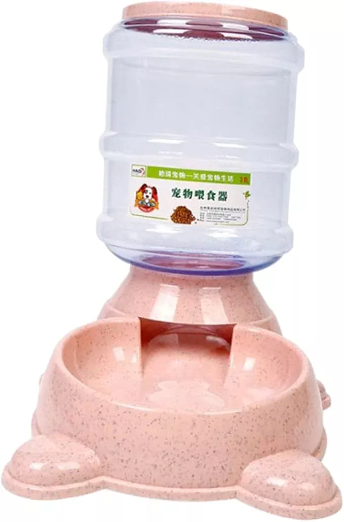 1Pc Automatic Pet Feeder Refillable Food Dispenser Container for Dogs and Cats Adorable Bear Shape Design Easy to for Home Shop Pink