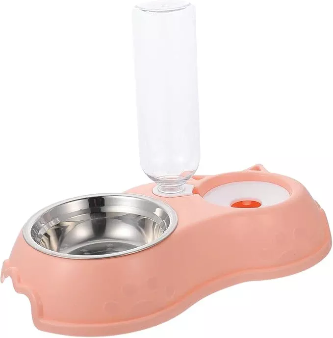 1set Automatic Dual Pet Feeder and Water Dispenser Convenient Two-one Pet Feeding Bowl for Cats and Dogs Easy to Monitor Refillable Water and Food Capacity for Busy Owners