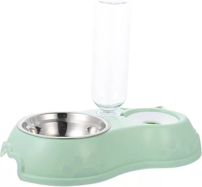 1set Automatic Pet Feeder and Water Dispenser Dual Use Food Bowl Bottle Feeder for Cats and Dogs Convenient for Home and Stores