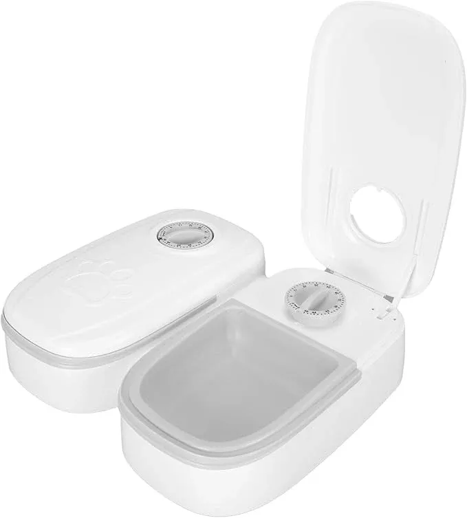 2 Meal Automatic Pet Feeder, Programmable Pet Feeder with Timer, Dry or Semi Moist Pet Food Dispenser, Automatic Dog Feeder, Automatic Cat Feeder, for Cats and Small Dogs (Gray)