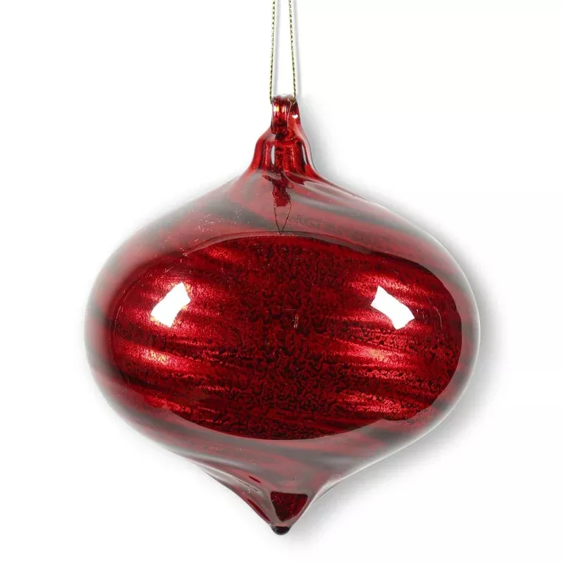 4 Inch Onion Glass Ornament w/Ribbon Swirl