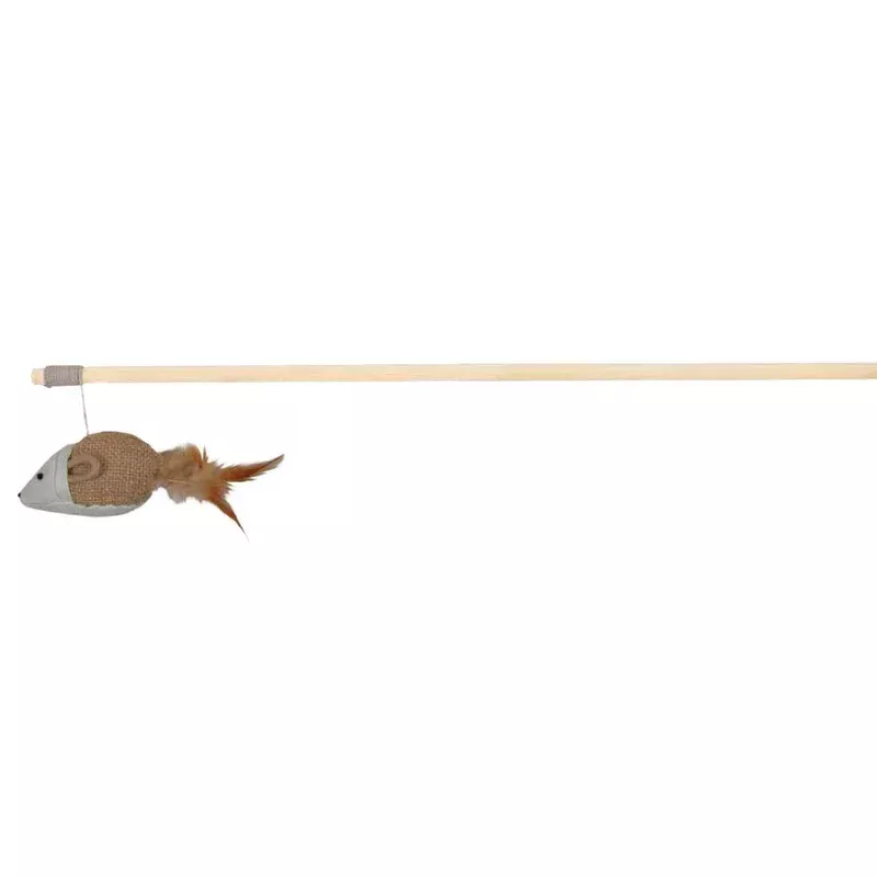 45804 Playing rod mouse with feathers, 50 cm