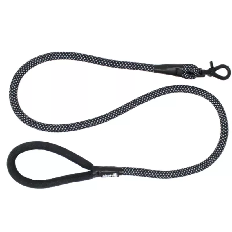 Alcott Adventure Rope Leash Reflective Stitching 5′ Black