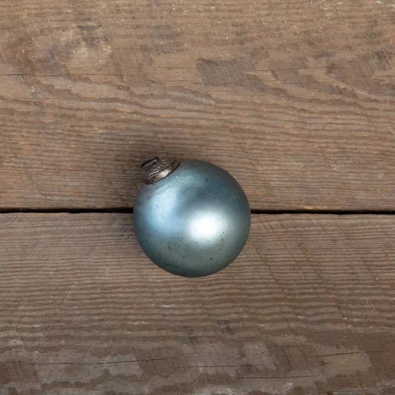 Antique Matte Blue Kyanite Glass Ball Ornament, Medium