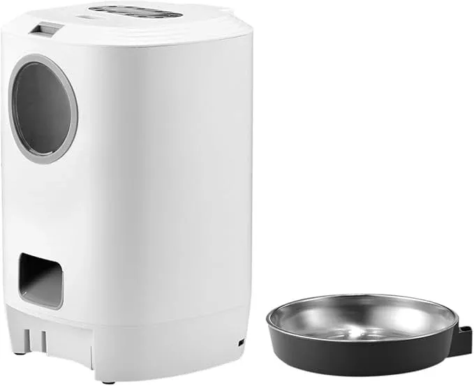 Automatic Pet Feeder Smart Food Dispenser with 4 Meal Settings Voice Recorder Timed Portion Control Detachable Bowl for Cats and Dogs Household Use