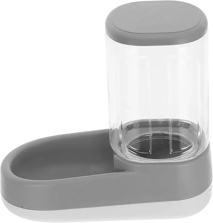 Automatic Pet Feeder and Water Dispenser Set with Gravity Bowls, 2-in-1 Auto Feeding Station for Small to Large Dogs and Cats, Elegant Gray, Suitable for Indoor Use