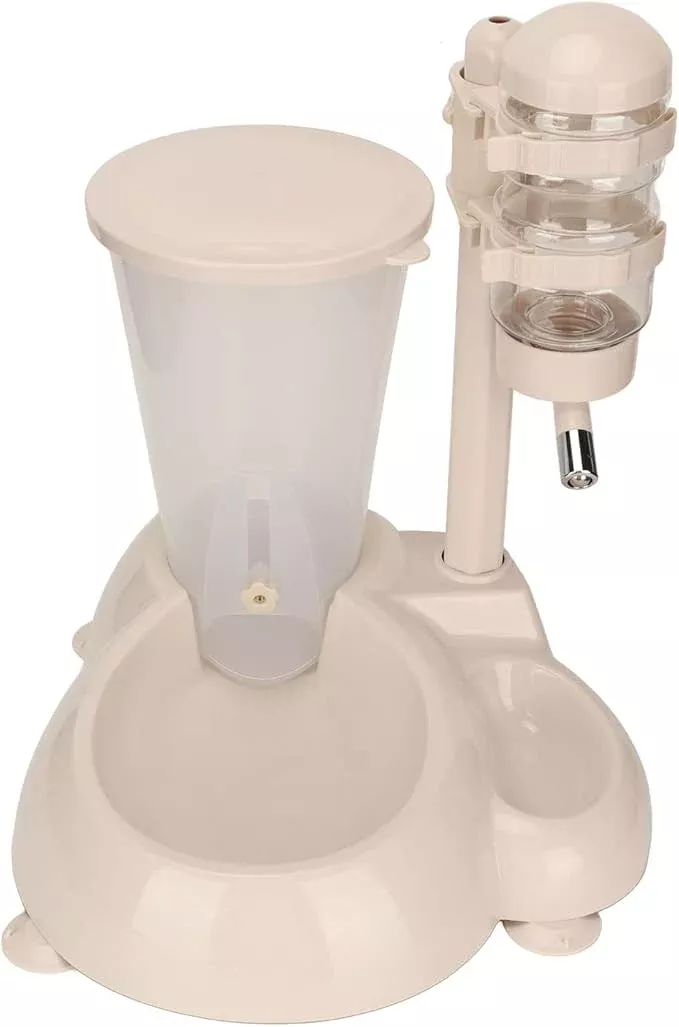 Automatic Pet Water Container with Food Bowl | Liftable & Rotatable Design for Dogs/Cats | 500ML Water Bottle & 800G Food Storage | Secure Base, ABS Material