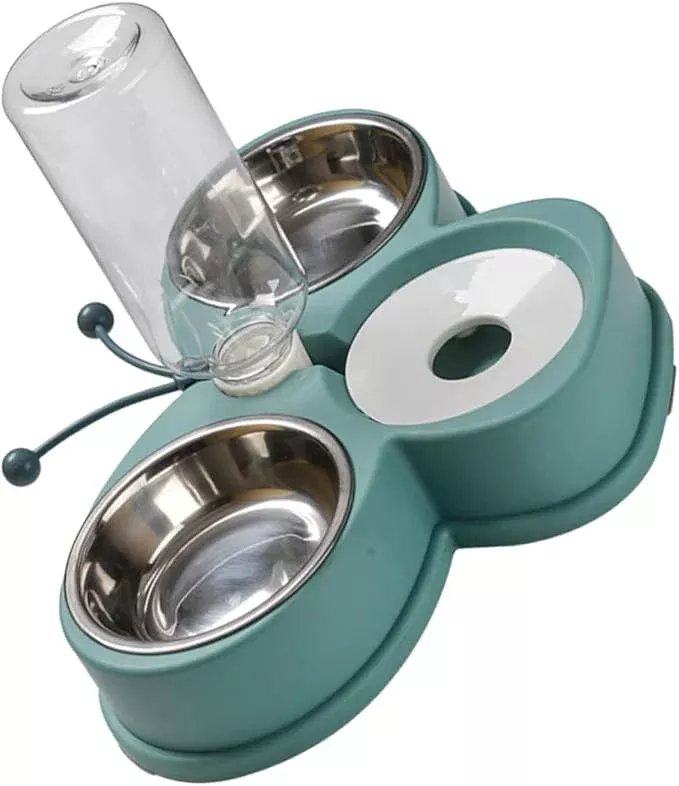 Automatic Waterer Feeder Dog Cat Food Dispenser Elevated Tilted Pet Supplies