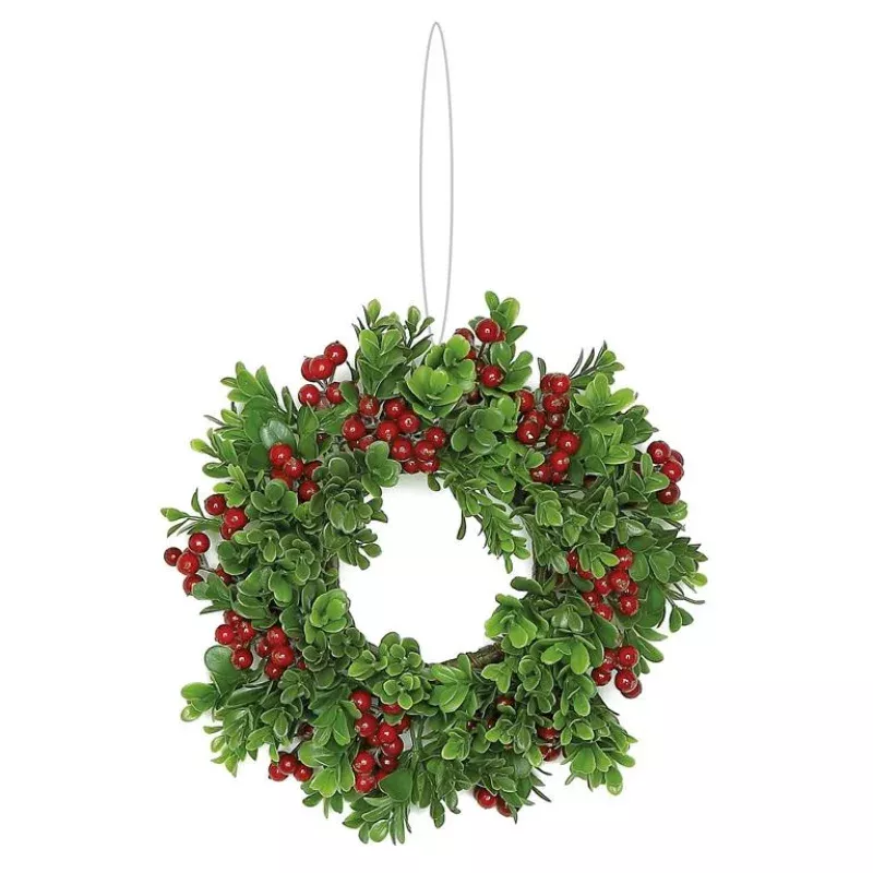 Boxwood & Red Berry Table Wreath