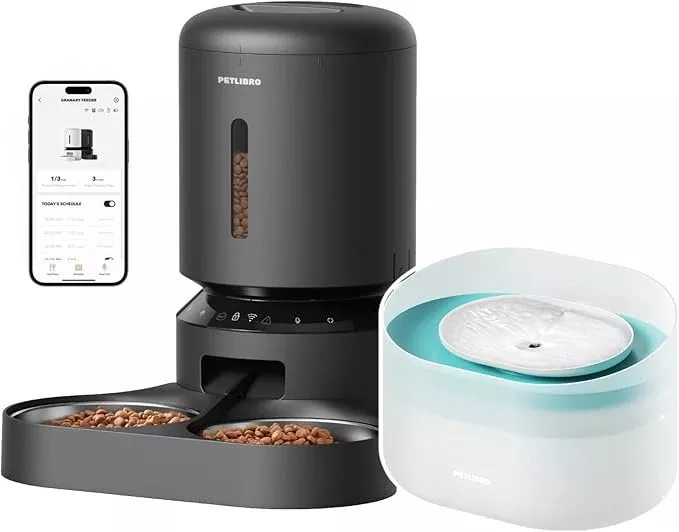 Bundle of PETLIBRO 8L Dog Water Fountain and Automatic Cat Feeder for 2 Cats, 5G&2.4G WiFi Pet Feeders