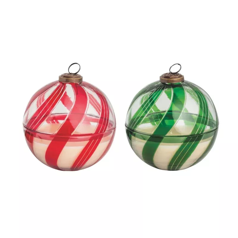 Candy Cane Glass Candles|Green&Red