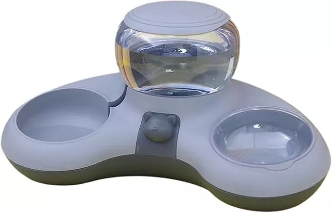 Cat Automatic Drinking Feeding Bowl Anti-overturning Non-Slip for Dogs(Gray)