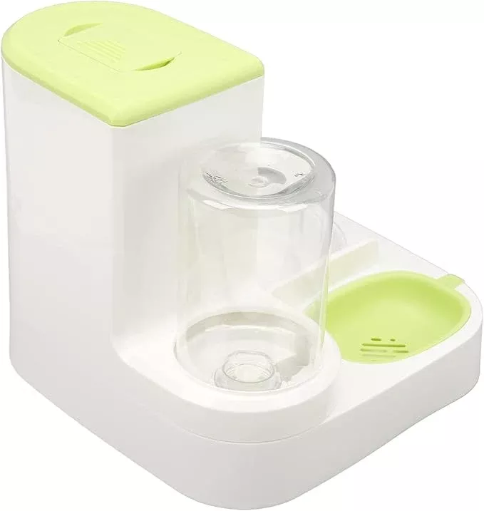 Cat Drinker Feeder, Pet Cat Drinker Integrated Automatic Feeder Easy to Clean Practical for Home (Green)