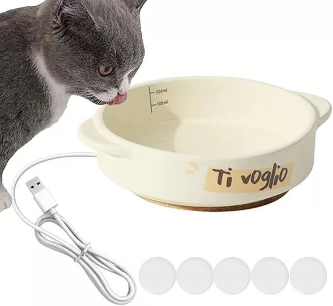 Ceramic Pet Heating Bowl - Constant Temperature Drinking Dish, Automatic Warm Water Feeder, Cold Weather Care Accessory | Chickens Birds Rabbits Cats for Chickens Birds Rabbits Cats