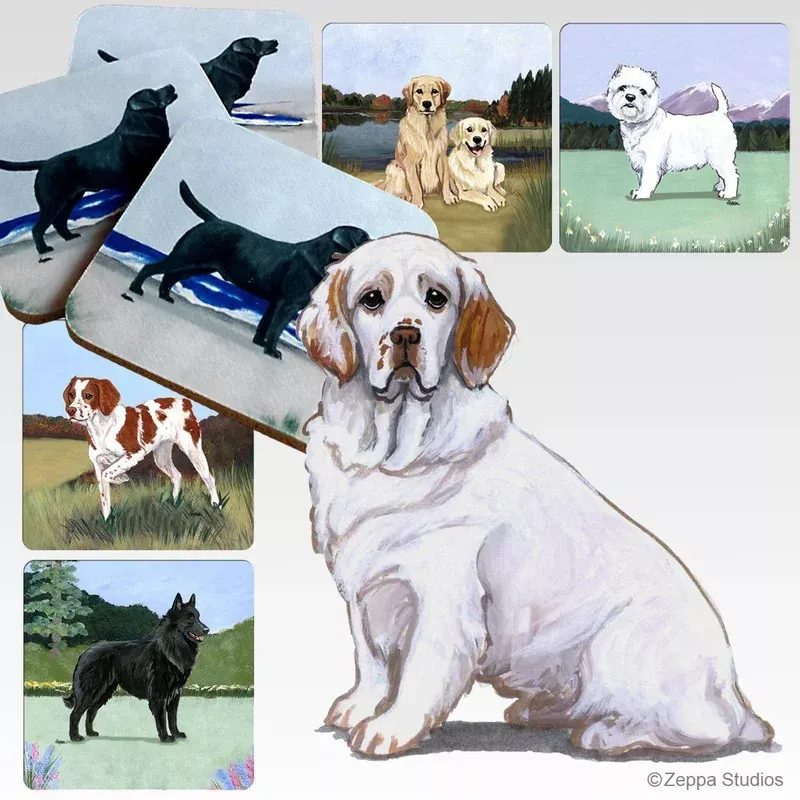 Clumber Spaniel Scenic Square Coaster