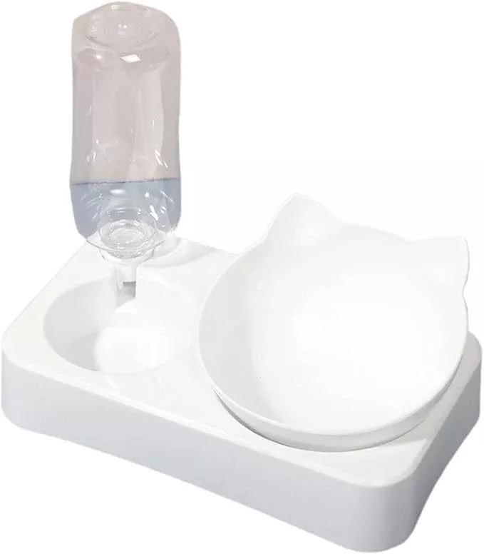 Double Bowl Automatic Pet Anti-Overturn Rice Plastic Tableware