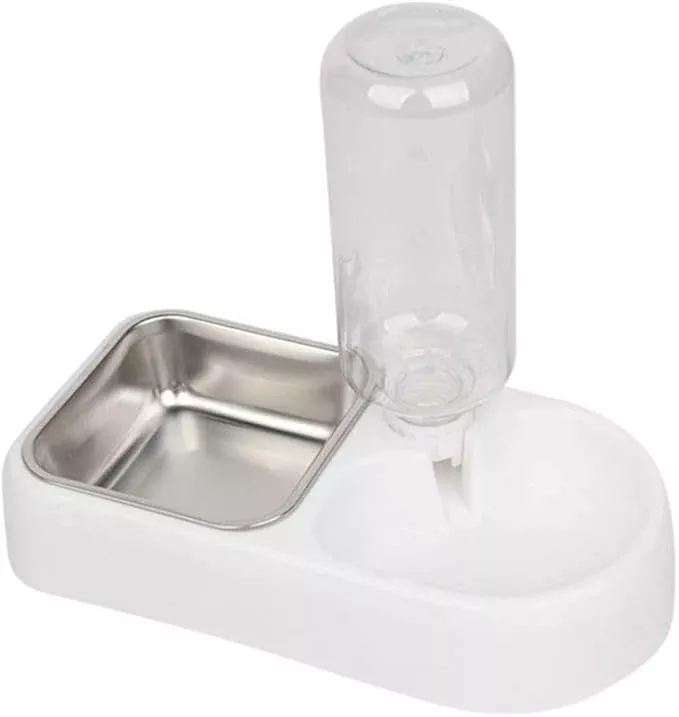 Double Pet Water Feeder Automatic Drinking Bowl for Cats and Dogs Creative Water Dispenser Smooth Design for Home and Pet Shops White