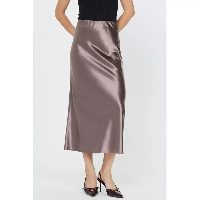 Eileen Elasticated Waist Midi Length Bias Skirt