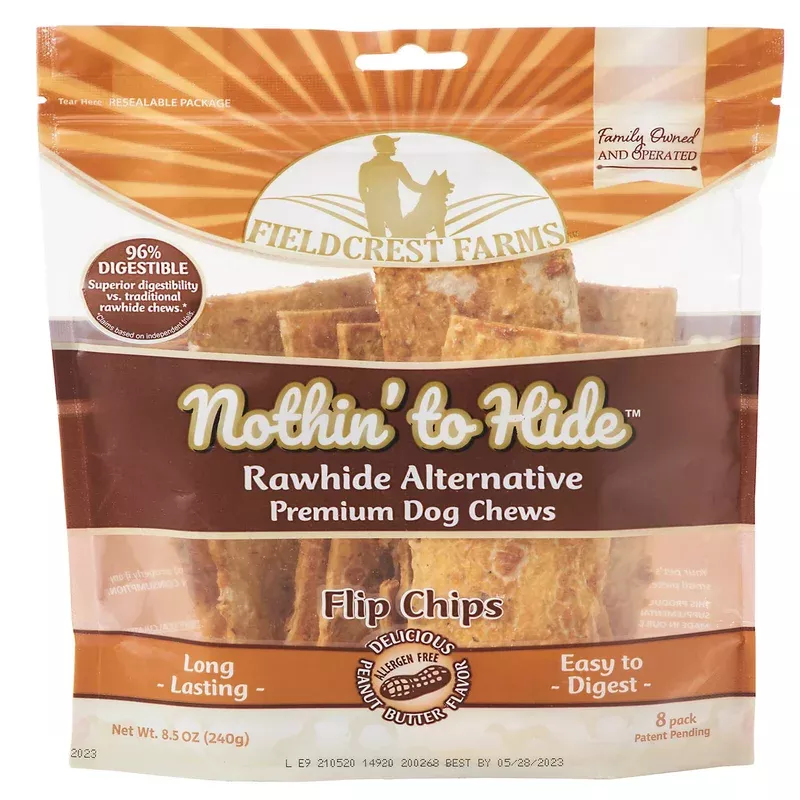 Fieldcrest Farms Nothin’ to Hide Flip Chips Peanut Butter Flavored Dog Chew, 240 Gram, Count of 8