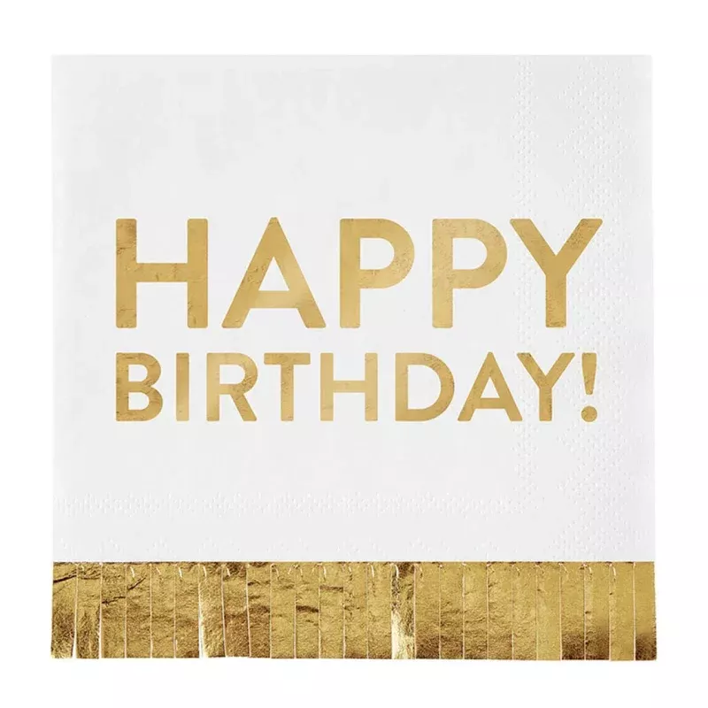 Foil Fringe Napkin- Happy Birthday