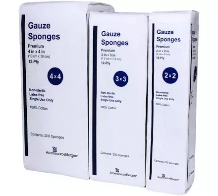 Gauze Sponge 12-Ply Premium, Woven, Non-Sterile (200ct)
