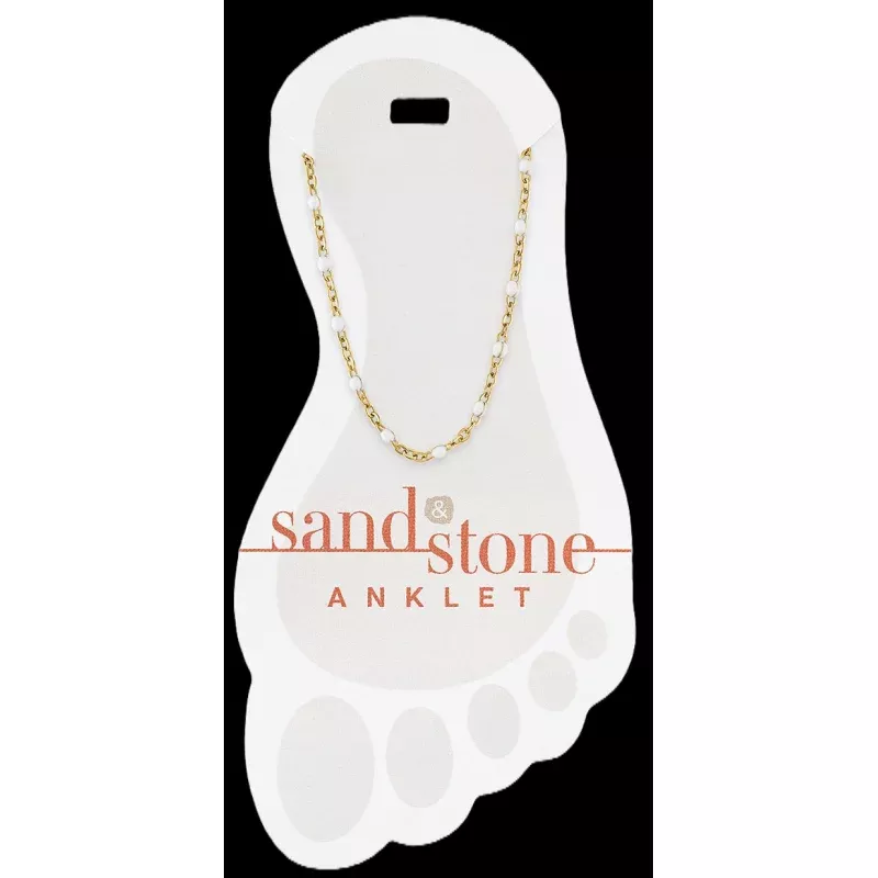 Gold Petite White Beaded Chain Sand & Stone Anklet
