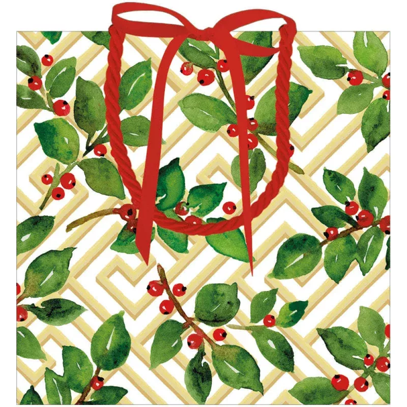 Holly And Fretwork Gift Bags – Large