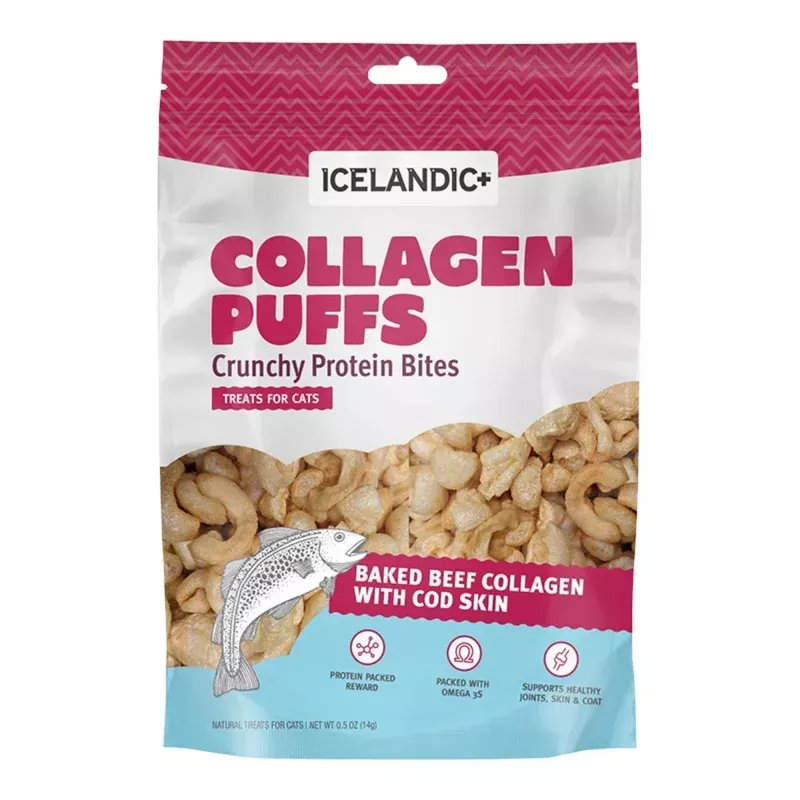 Icelandic 0.5 oz Cat Beef Collagen Puffs with Fish