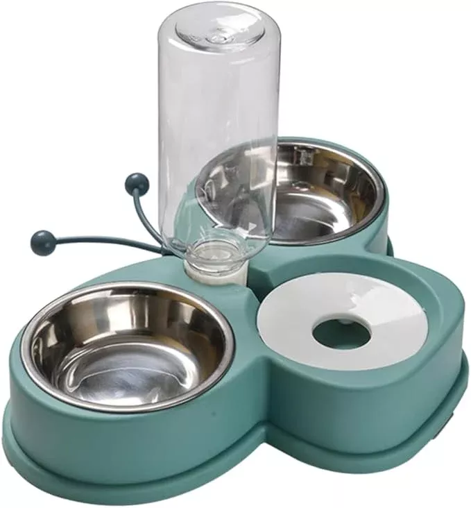 KESYOO Automatic PET Water Dispenser and Feeder Multi-Function Skid Waterer for Dogs and Cats 2-in-1 Dual Bowl Design Suitable for Home Use