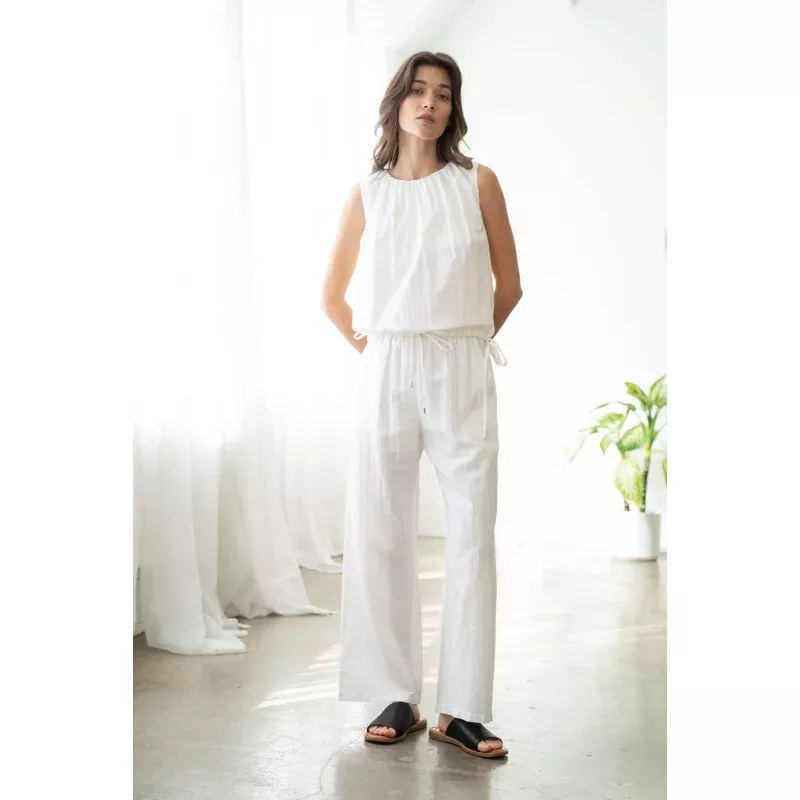 Laura Elastic Waist Wide-Leg Linen Pants