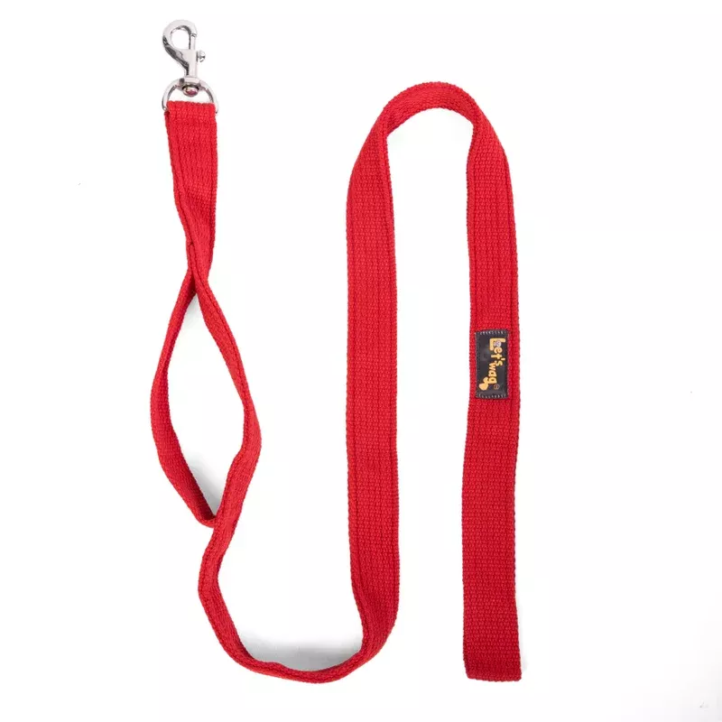 Let’s Wag Double Handle Fabric Leash for Dogs (Red)