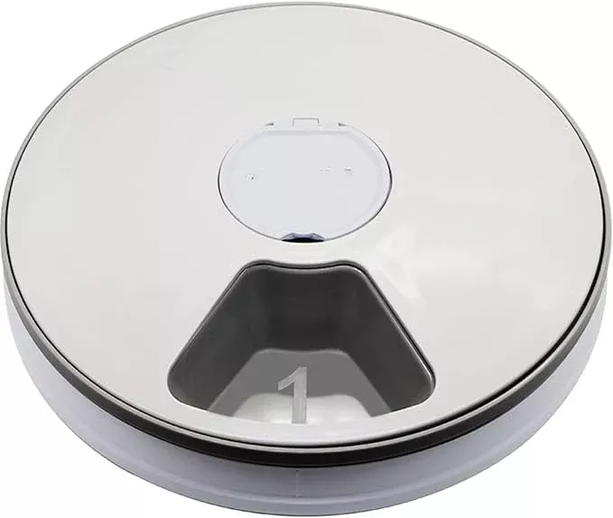 Massage Cushion Round Timing Feeder Automatic Pet Feeder 6 Meals 6 Grids Cat Dog Electric Dry Food Dispenser 24 Hours Feed Pet Supplies (Color : A)