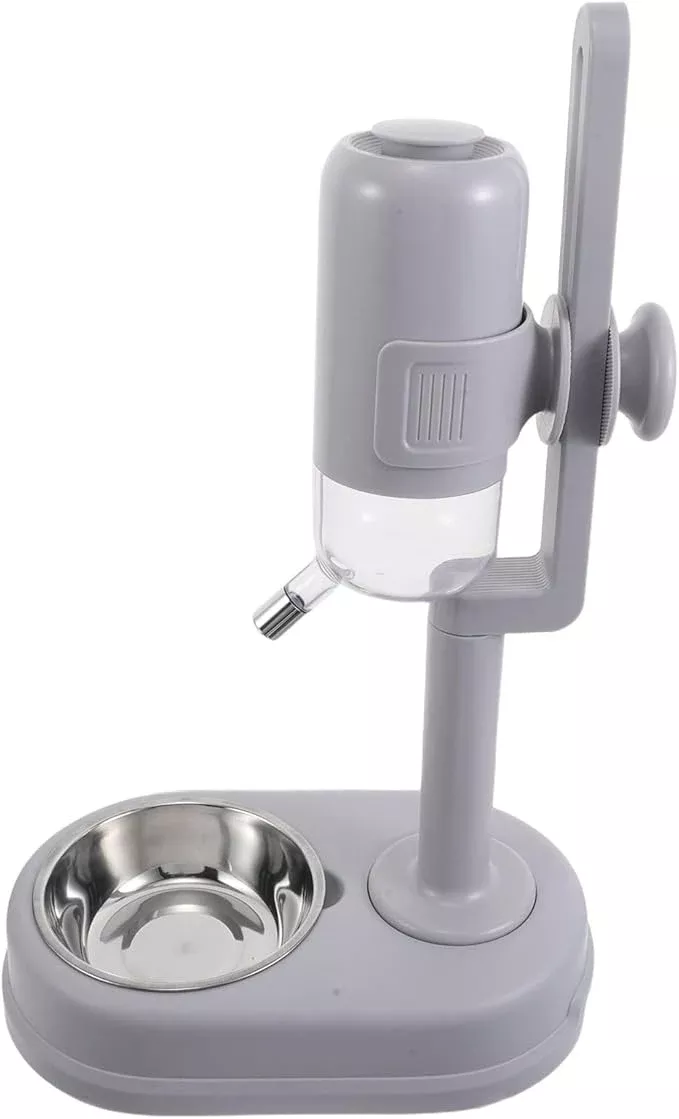 Mobestech Automatic Stainless Steel Pet Food Feeder and Water Dispenser with Rolling Ball, Dual-Layer Feeding Bowl for Dogs and Cats, Space-Saving Pet Feeding Station Suitable for Puppies