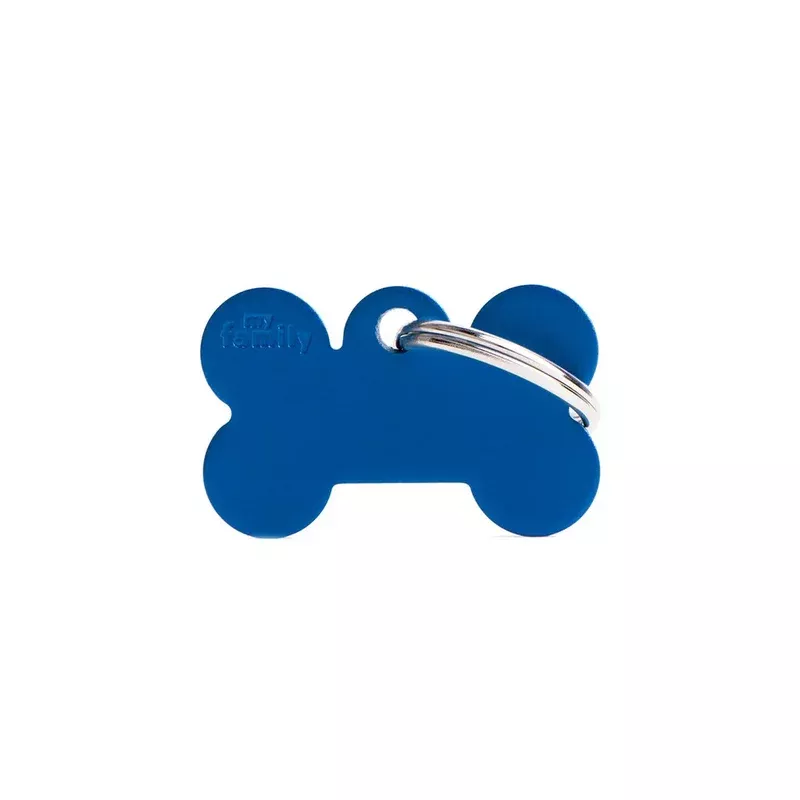 My Family ID Aluminum Blue Bone Tag, Small
