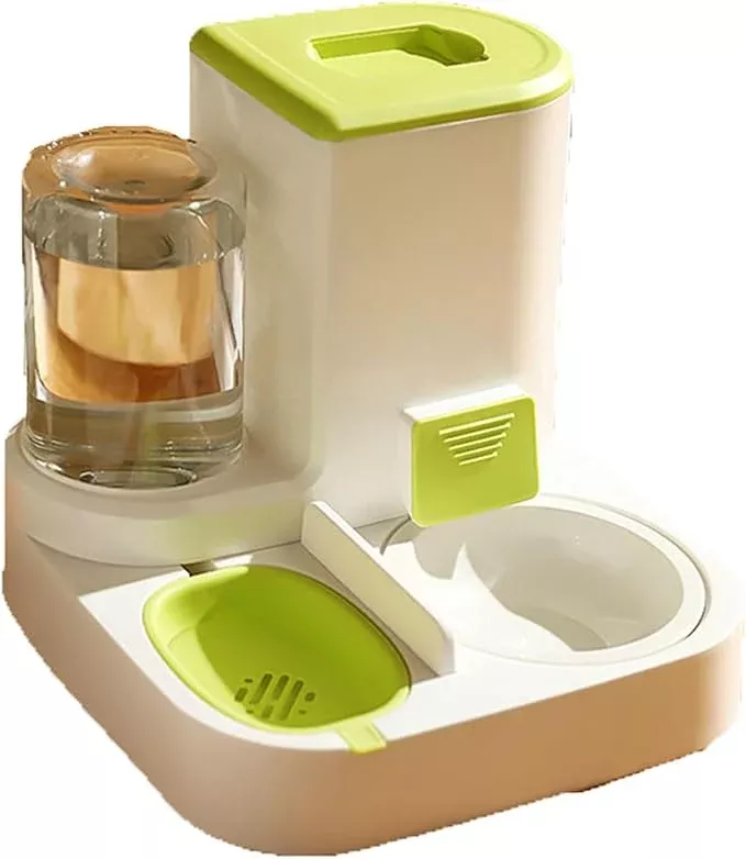 Pet Feeder 2-in-1 Automatic Pet Feeder Feeder and Waterer Pet Food Storage Removable and Easy to Clean Suitable Compatible with Small Dogs Cats Pets Supplies(Grey)