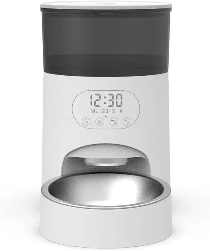 Pet Feeder 2-Pack Automatic Feeder Touch Button Type 4l Smart Pet Feeder Timed Quantitative Pet Supplies Compatible with Cats and Dogs White Pets Supplies