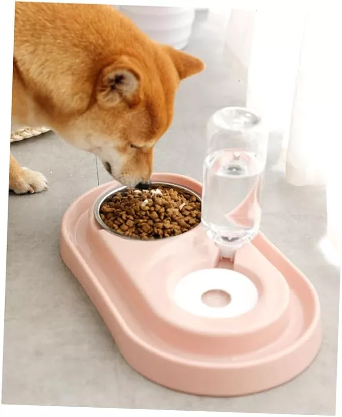 POPETPOP Automatic Drinking Bowl for Dogs Pet Water Feeder Stainless Steel Plastic Easy Clean No Leaks