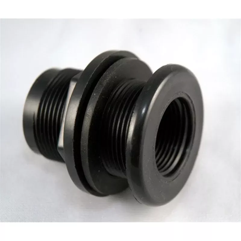 Schedule 40 Bulkhead 1 Thread X Thread Black (Hole Size 1 3/4)