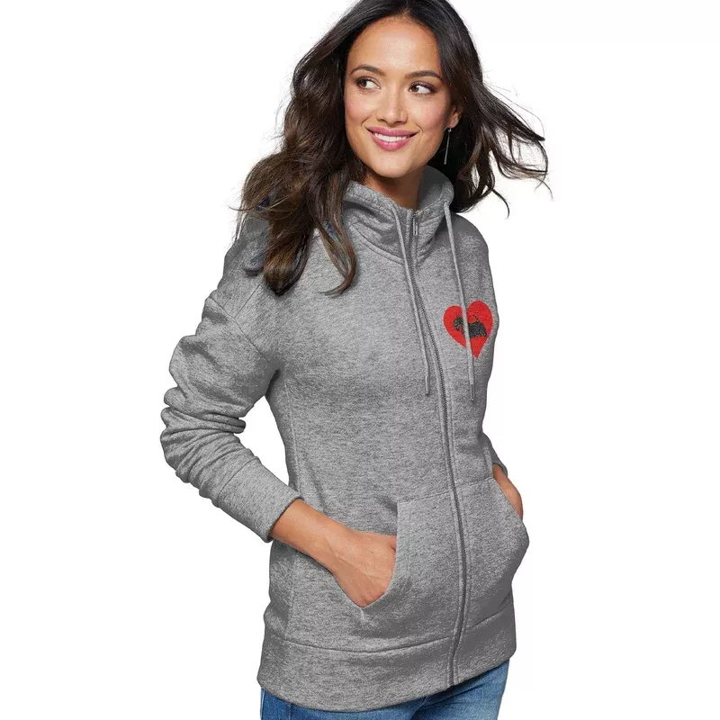 Scottish Terrier on Heart Left Chest – Full-Zip Hoodie Sweatshirt
