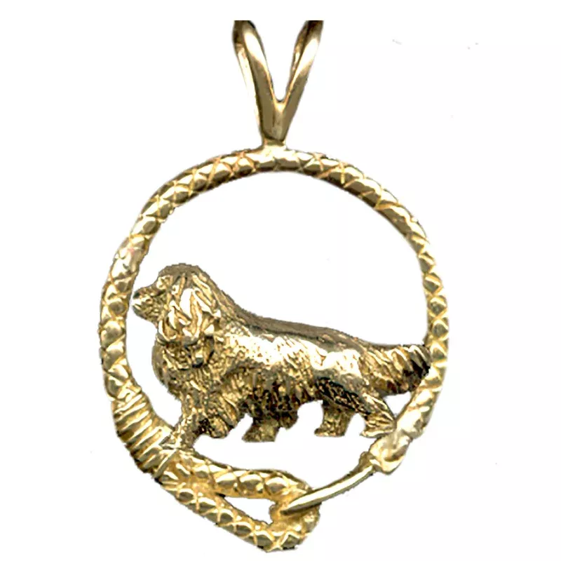 Solid 14K Gold Cavalier King Charles Spaniel Leash Pendant