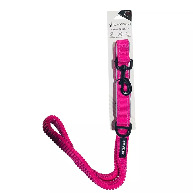 spyder bungee dog leash hot pink 6 feet