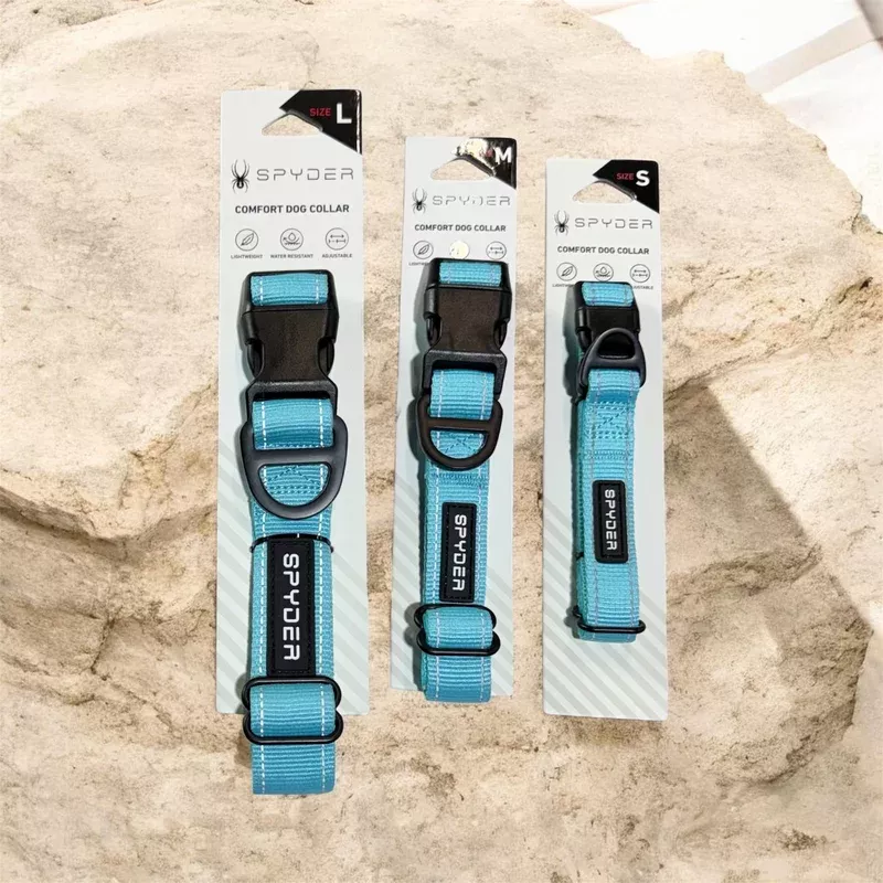 spyder dog collar baby blue