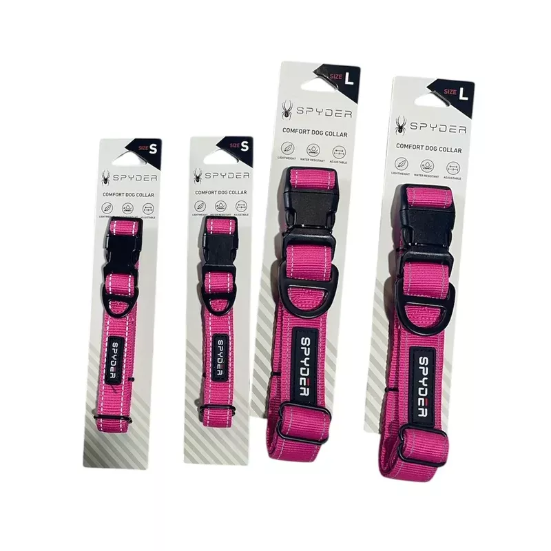 spyder dog collar hot pink