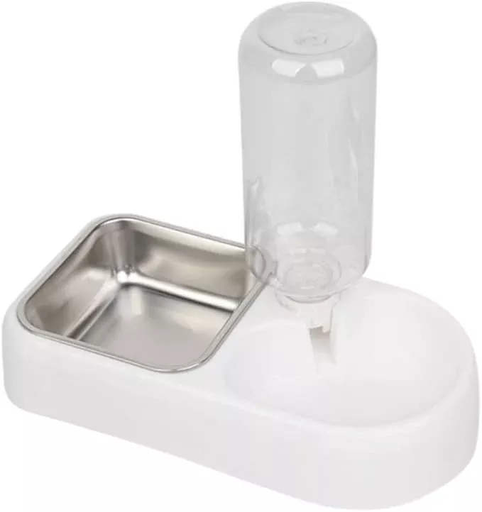 SUPVOX Double Pet Water Feeder Automatic Drinking Tool for Dogs Cats Unique Design Convenient Practical Pet Supplies White Color Smooth
