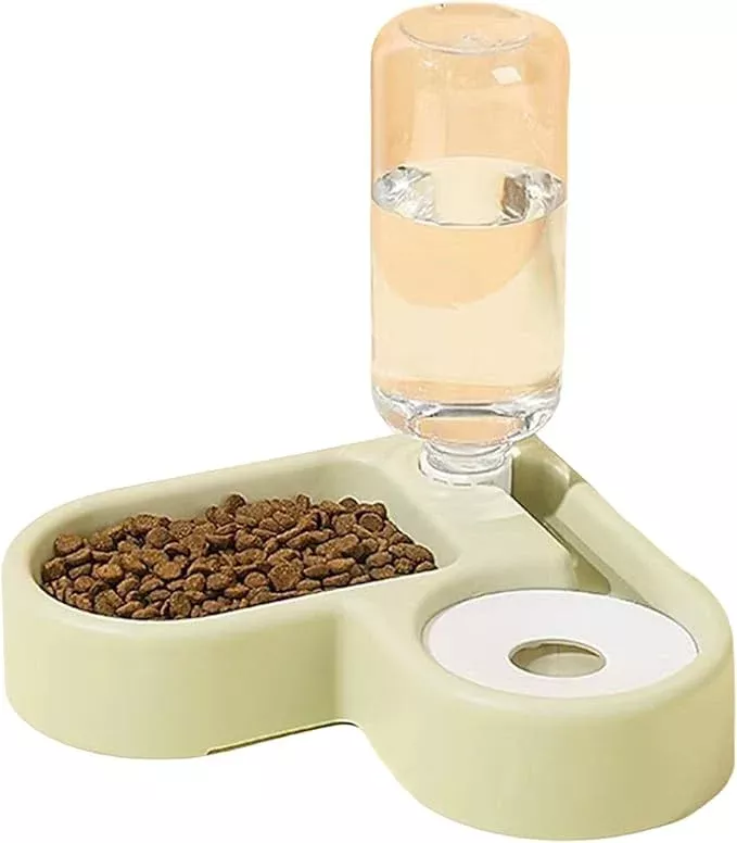 TiaoBug Pet Automatic Water Feeder and Food Bowl Gravity Auto Refill Waterer Feeder for Dogs Cats Grey One Size