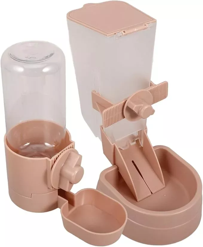 VANZACK 1set Automatic Pet Feeder Water Dispenser Stable Hanging Design for Cats Dogs Compact Material Food Water for Home Use