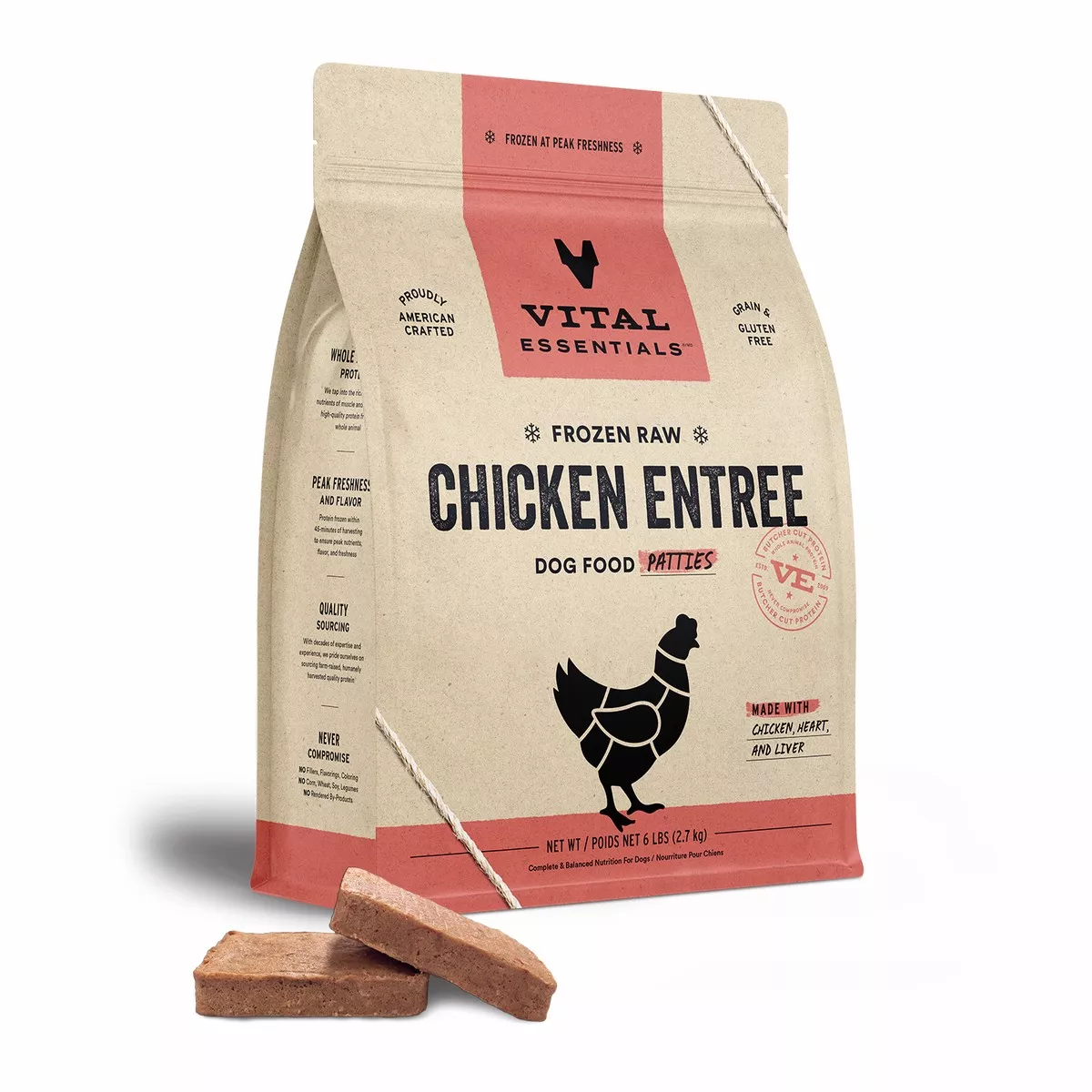 Vital Essentials Raw Chicken Patties 4.7 Lb.