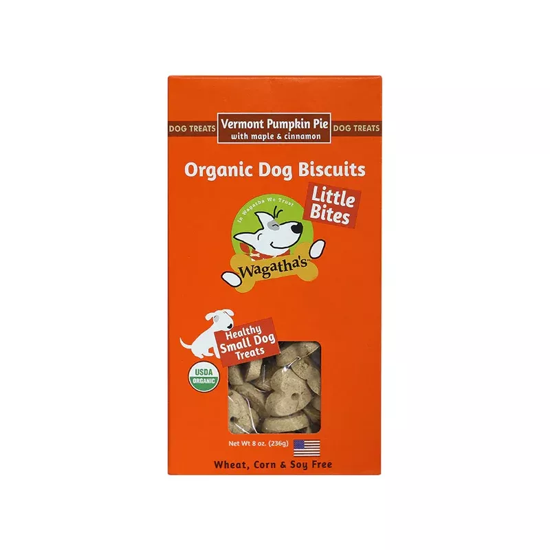 Wagatha’s Organic Dog Biscuits Little Bites Vermont Pumpkin Pie, 8oz Box