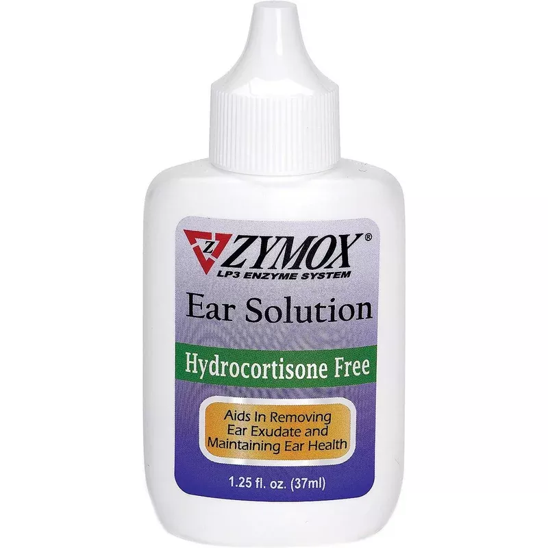 Zymox Hydrocortisone Free Dog & Cat Ear Infection Solution 1.25oz bottle
